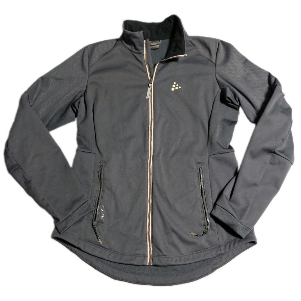 Craft Softshell Jacket Womens M Gray Fleece Lined Running Cycling 1906412-YM-653